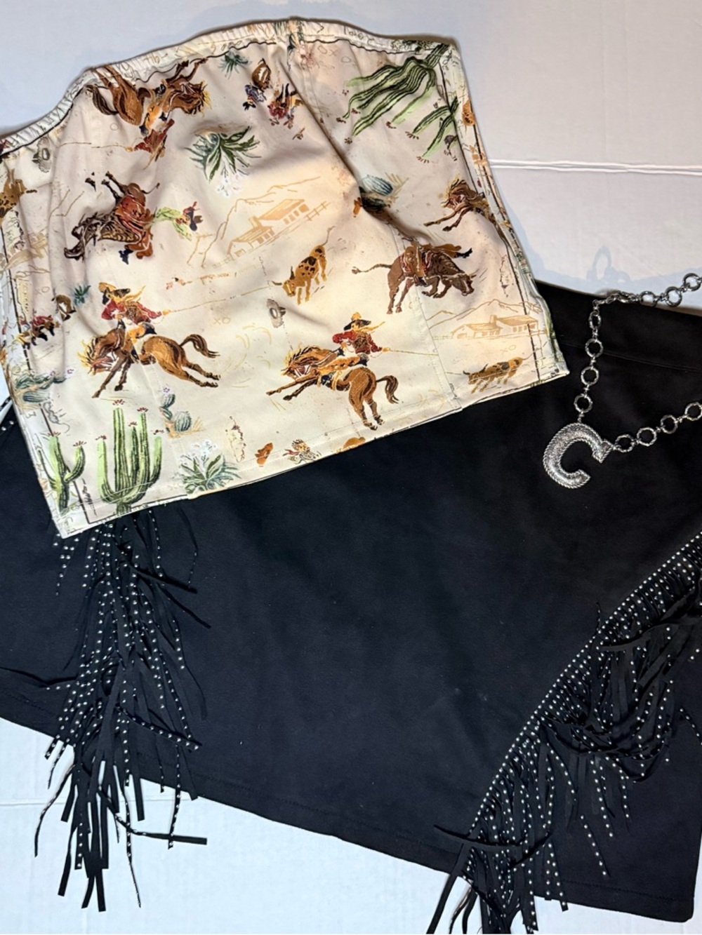 Lucky & Blessed western crop strapless top